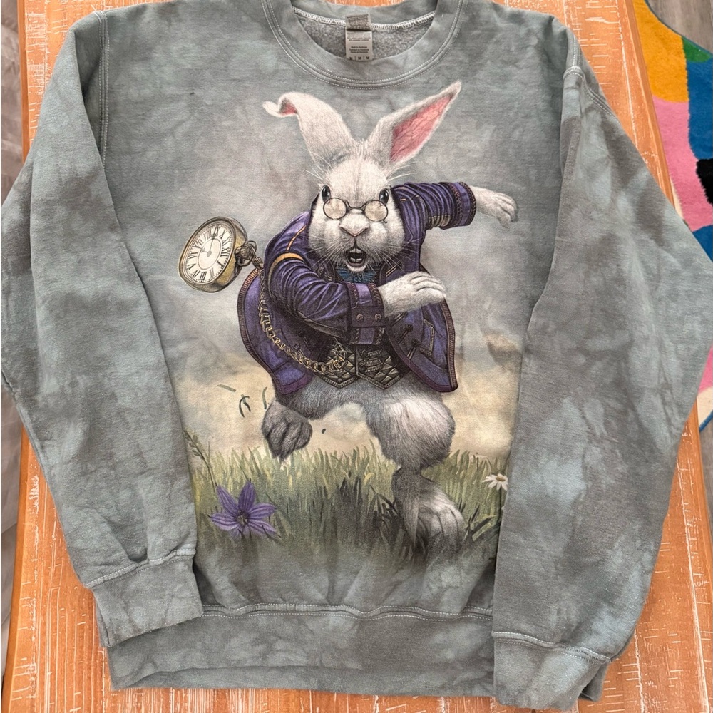 Gildan White Rabbit Graphic Men's Crewneck Sweater light green (M)